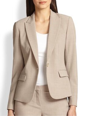Theory ‘Gabe’ N Wool Beige Single-Button Tailored Blazer